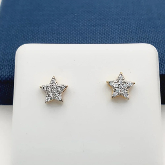 "14K Gold Plated Cubic Zircon Earrings, INUS1BR044 - Picture 1 of 9